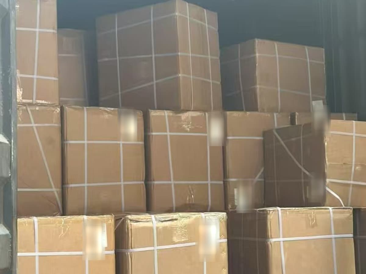Packed cartons prepared for dispatch