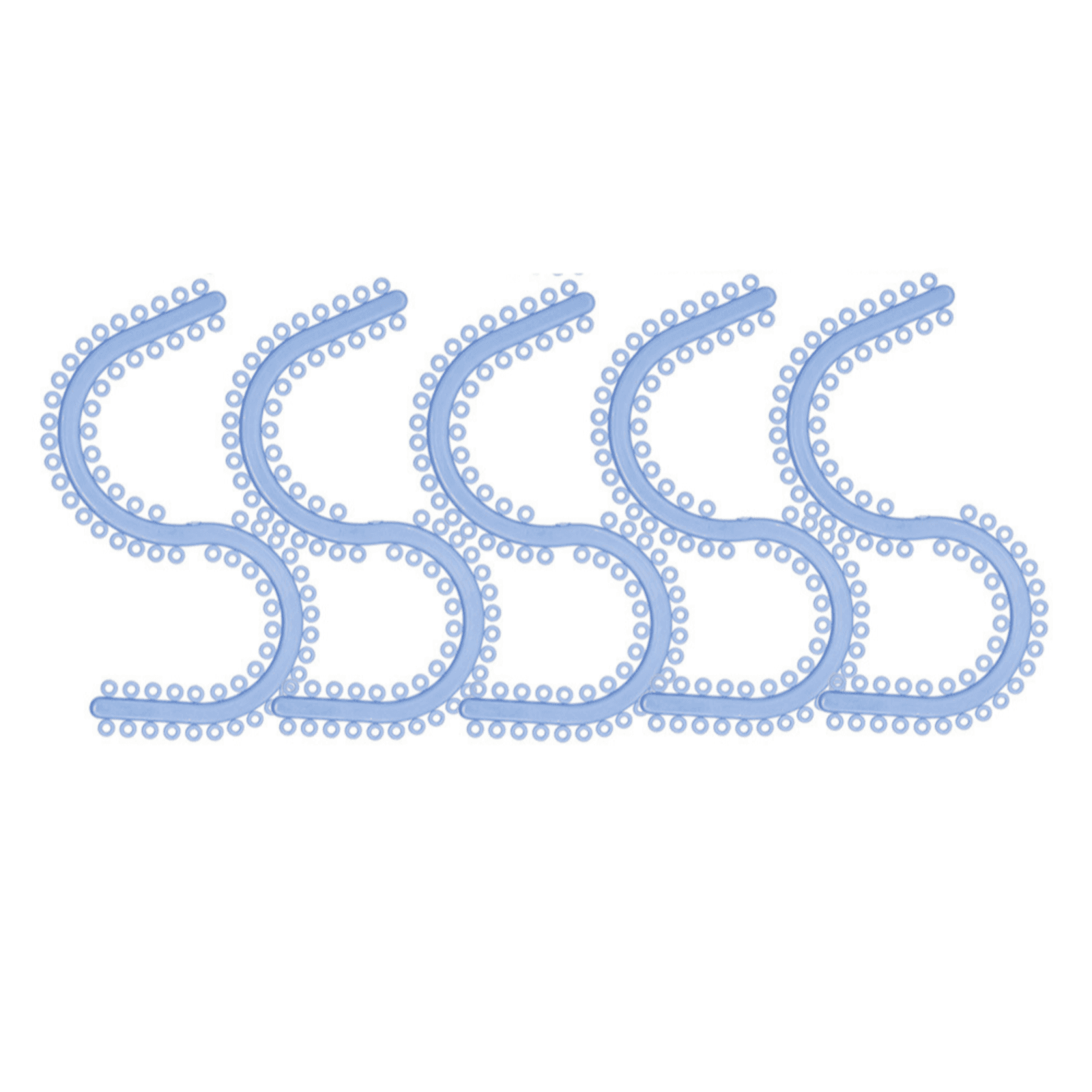Blue elastic separators on carrier strips