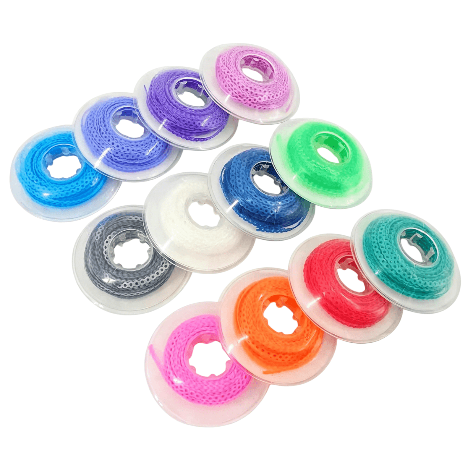 Assorted single-color orthodontic power chain rolls