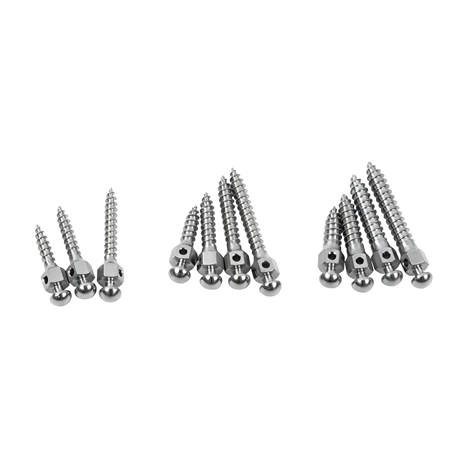 Multiple orthodontic mini screws shown in groups