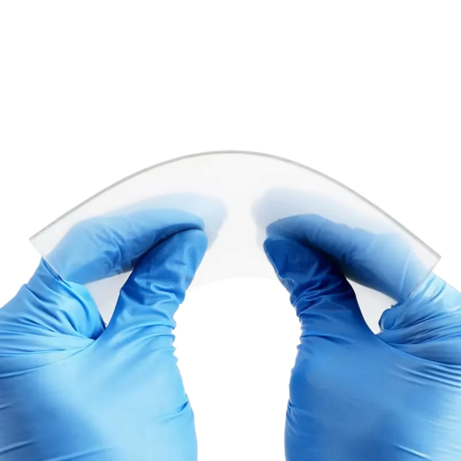 Dental thermoforming sheet material held in a curved position