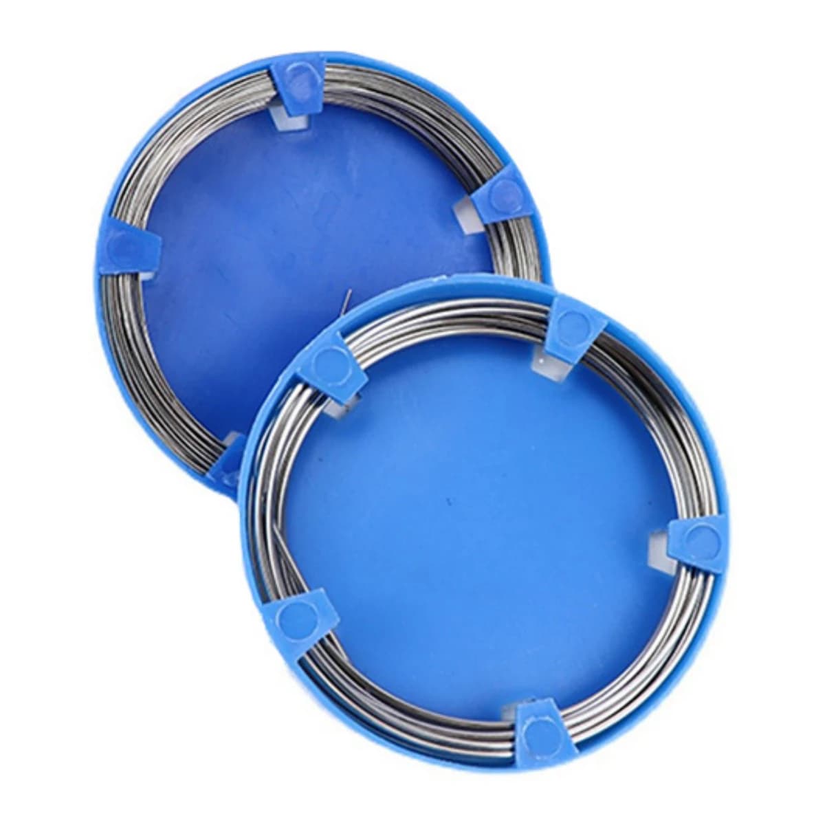 Orthodontic stainless steel retainer and appliance wire on blue spools